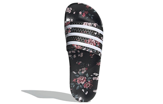adidas originals Adilette Cozy Wear-Resistant Black Unisex Slippers 'Black White Pink' GZ7196