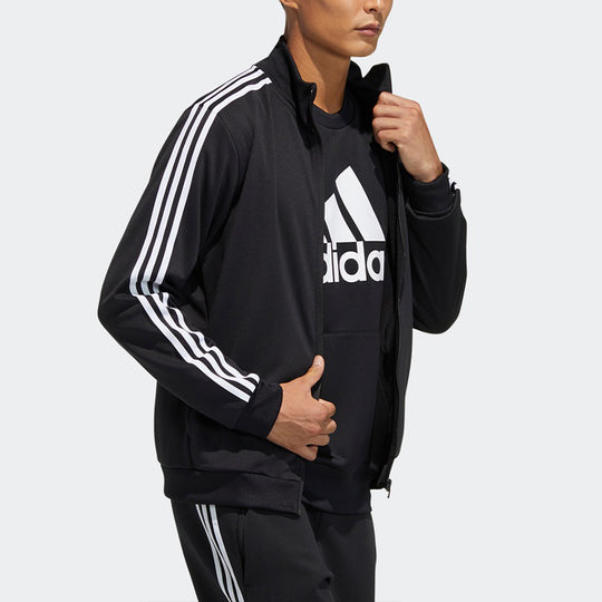 adidas Logo Alphabet Printing Side Stripe Jacket Black GN0749