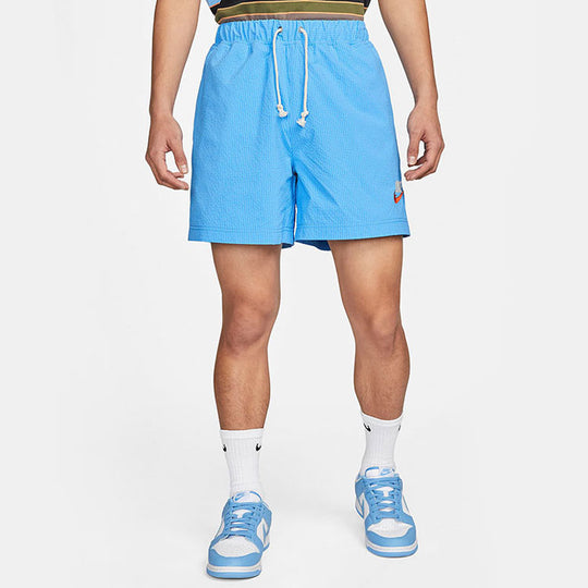 Nike Sportswear Solid Color Logo Micro Mark waterproof Woven Sports Shorts Blue DM5282-412