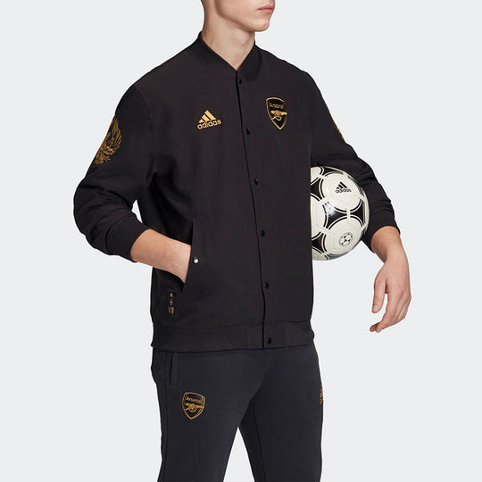 adidas Gold Stand Collar Arsenal aviator Sports Jacket Black FQ6624