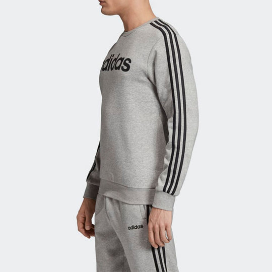 adidas Stripe Casual Sports Round Neck Pullover 'Grey Black' EI4902