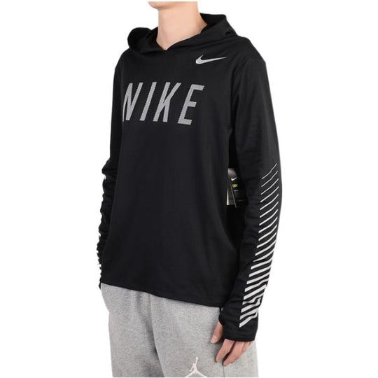 Men's Nike Logo Printing Hooded Long Sleeves Reflective Black T-Shirt AQ4850-010