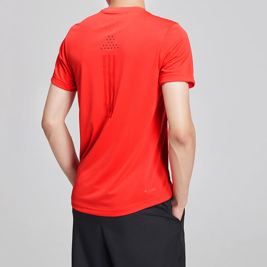 adidas Running Training Sports Round Neck Short Sleeve Red EI6397