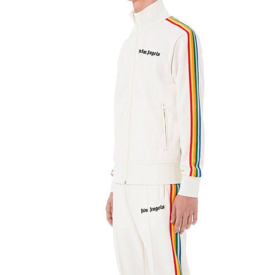 Men's PALM ANGELS White Rainbow Track Jacket Stripe