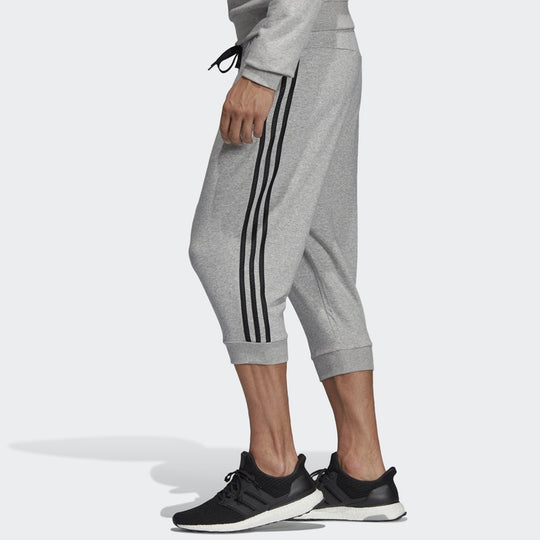 adidas Stripe Logo Printing Drawstring Sports Pants Gray DU7826