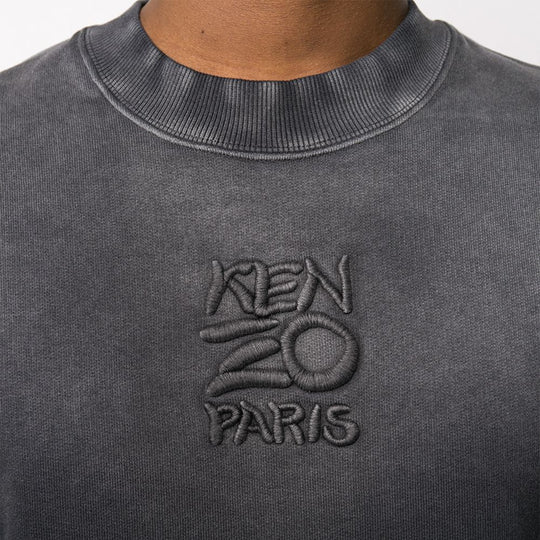 Men's KENZO Embroidered Alphabet Stand Collar Pullover Hoodie Black FA5-5SW510-4MS-99 Hoodie - KICKSCREW