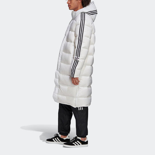 adidas originals Long Down Jkt Stay Warm Sports hooded Down Jacket White FL0008