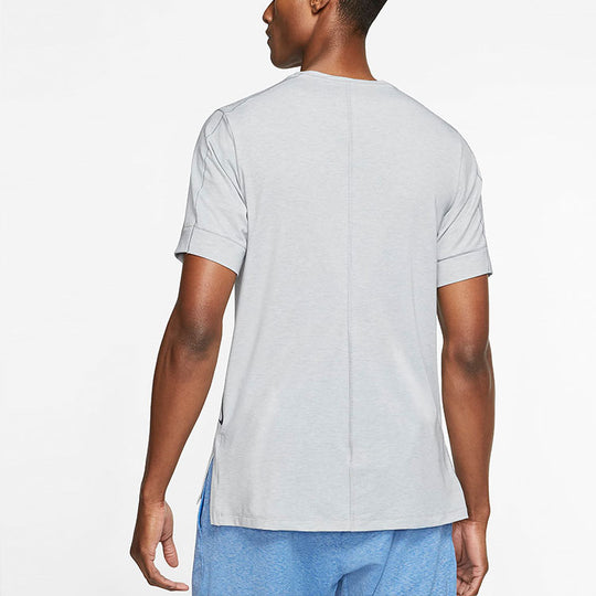 Nike Yoga Dri-FIT Yoga Exercise Quick Dry Short Sleeve Blue Grey T-Shirt  'Gray' - BV4035-079
