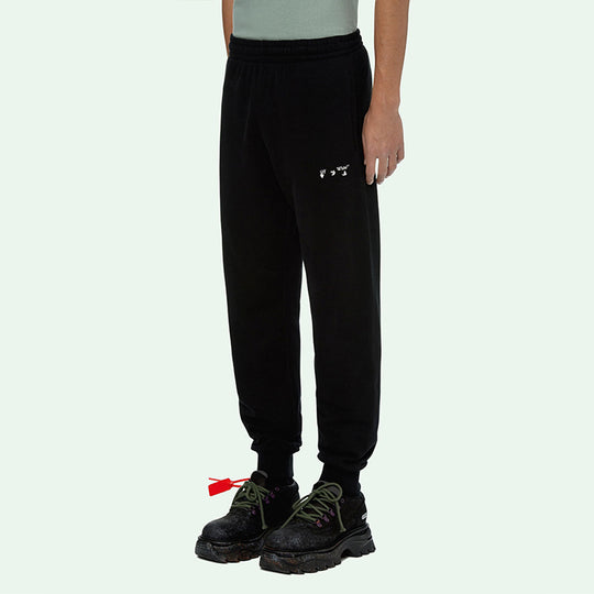 Men's OFF-WHITE SS21 Logo Black Sports Pants/Trousers/Joggers OMCH033R21FLE0011001 Sweat Pants - KICKSCREW