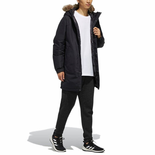 adidas Utility Down PK Outdoor mid-length hooded down Jacket Black EH3975