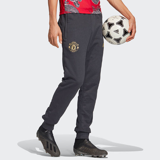 Men's adidas Manchester United Soccer/Football Logo Sports Pants/Trousers/Joggers Carbon Black FH8548