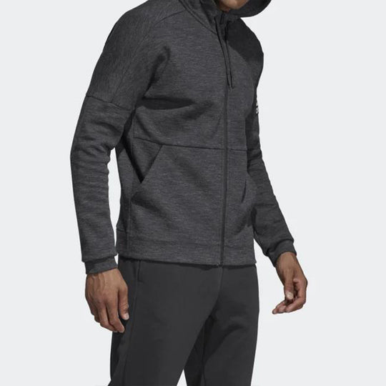 adidas Knit Windproof Breathable Hooded Jacket Iron gray DU1135