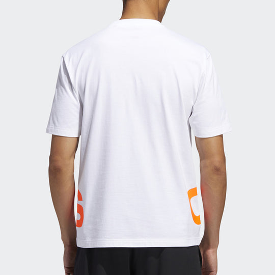 adidas FAV BL TEE Round-neck Short-sleeve Tee Men White/Orange GK3326