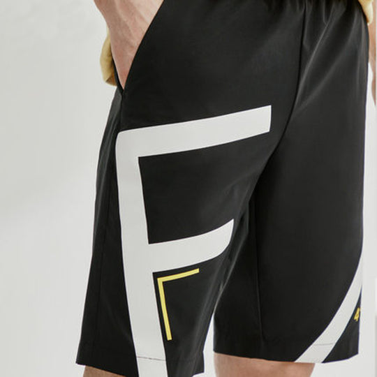 FILA Woven Shorts Loose Full Print Casual Sports Pants Black F11M028828F-BK
