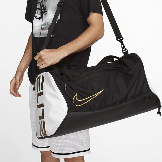 Nike Elite Basketball Duffel Bag 'Black White Metallic Gold' BA6163-01 ...