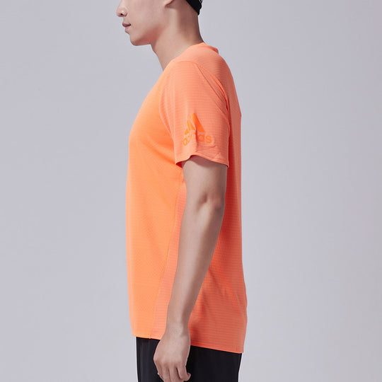 Men's adidas Solid Color Quick Dry Athleisure Casual Sports Short Sleeve Orange T-Shirt CW4057
