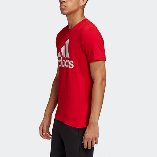adidas Large Logo Sports Stylish Short Sleeve Red FL3943