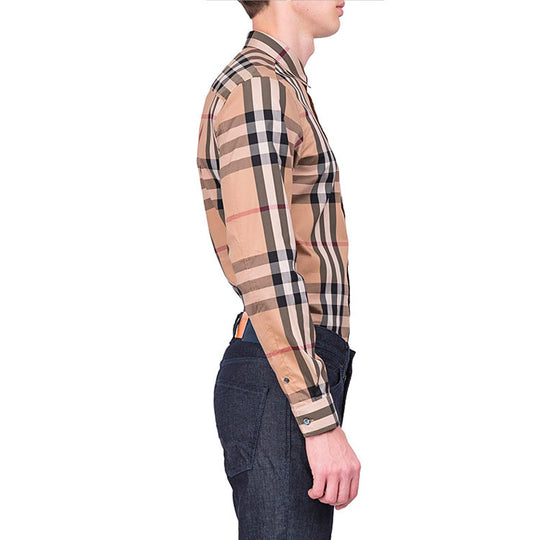 Men's Burberry SS21 Plaid Elastic Cotton Shirt 45575981-KICKS CREW