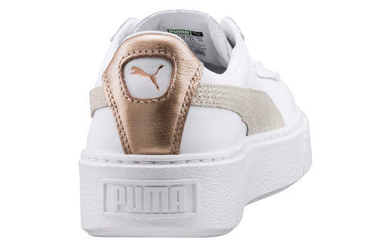 (WMNS) PUMA Basket Platform Euphoria RG 'White Gray Gold' 366814-02
