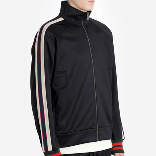 Gucci Technical Jersey Track Jacket Stripe Zipper Classic Black 474634-X5T39-1008