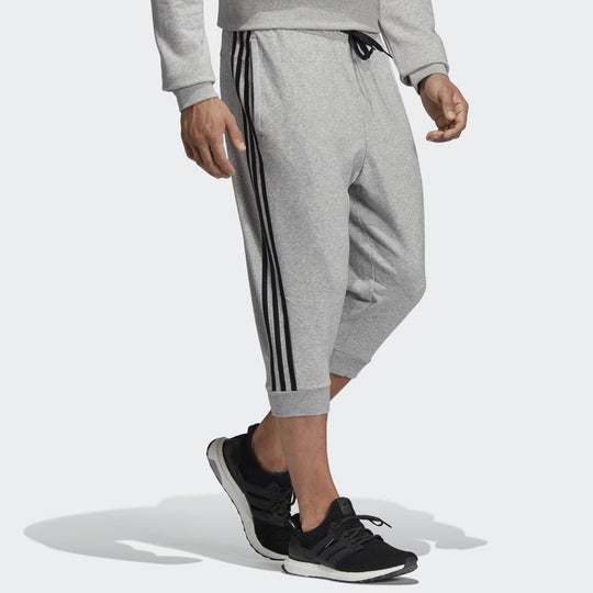 adidas Stripe Logo Printing Drawstring Sports Pants Gray DU7826