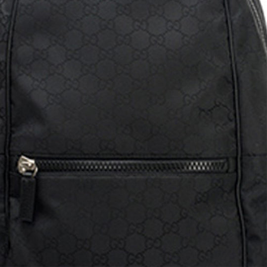 Men's Gucci Logo Leather Logo Nylon Large Capacity schoolbag Backpack Black 449181-G1XYN-8615