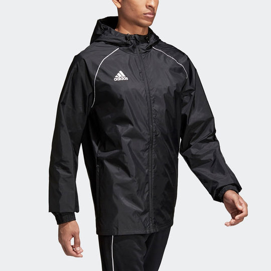 adidas Core18 Rn Jkt Woven hooded Soccer/Football Logo Jacket Black CE9048