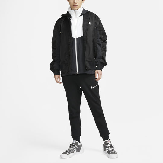 Nike x Sacai Crossover Double Layer Contrasting Colors Sports Hooded Jacket Asia Edition Black CZ4697-010