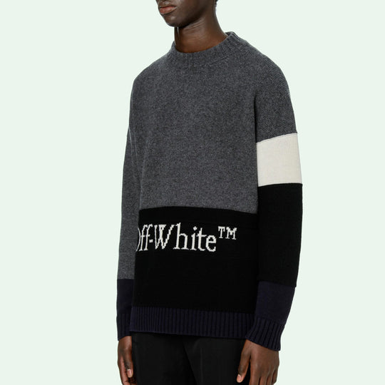 OFF-WHITE FW20 Logo Printing Sweater Men Grey OMHE048E20KNI0010701
