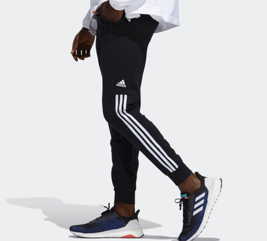 adidas Plaid Pants Knitted Sports Pants Men Black FT2843