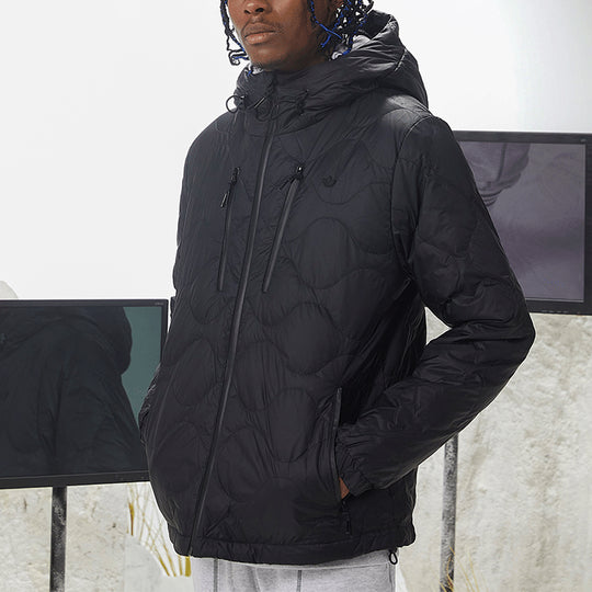 adidas originals Sports Zipper hooded Long Sleeves Down Jacket Black H -  KICKS CREW