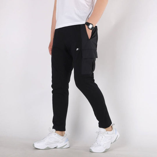Nike Sportswear Logo Splicing Athleisure Casual Sports Pants Black CJ4 ...