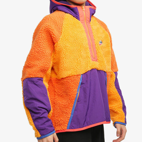 Nike Half Zipper Suede Splicing Colorblock Sports Pullover Orange BV3767-886