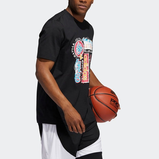 adidas x Crayola Crossover Subject Printing Basketball Sports Short Sleeve Black GN3681