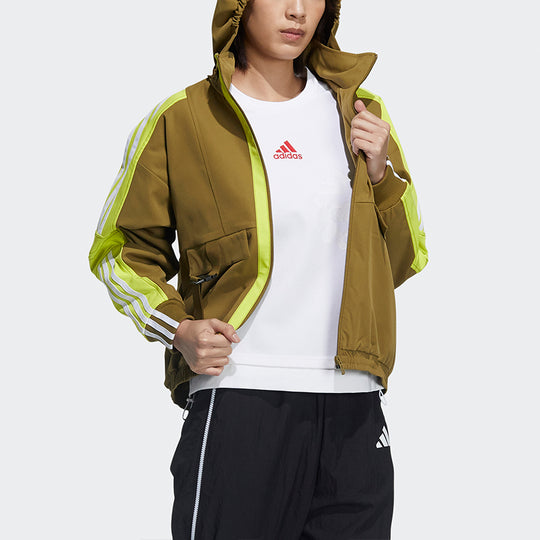 (WMNS) adidas Str Jkt Warm Training Sports Storage Simple Hooded Fleece Lined Jacket Yellow GP0623