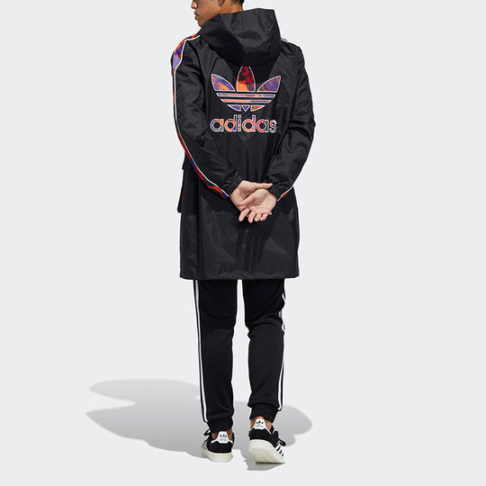 adidas originals Cny Parka Casual hooded Sports reversible mid-length trench coat Jacket Black GN5451