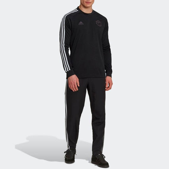 Men's adidas Stripe Round Neck Long Sleeves Black T-Shirt HG7747 ...