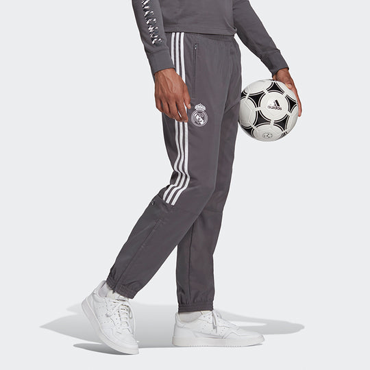 adidas Real Ssp Pnt Real Madrid Soccer/Football Slim Fit Training Sports Long Pants Gray GI0001