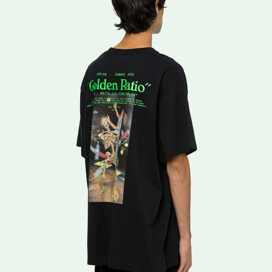 Men's OFF-WHITE C/O VIRGIL ABLOH Skeleton Painting Short Sleeve Loose Fit Black T-Shirt OMAA038R201850141088 T-shirts - KICKSCREW