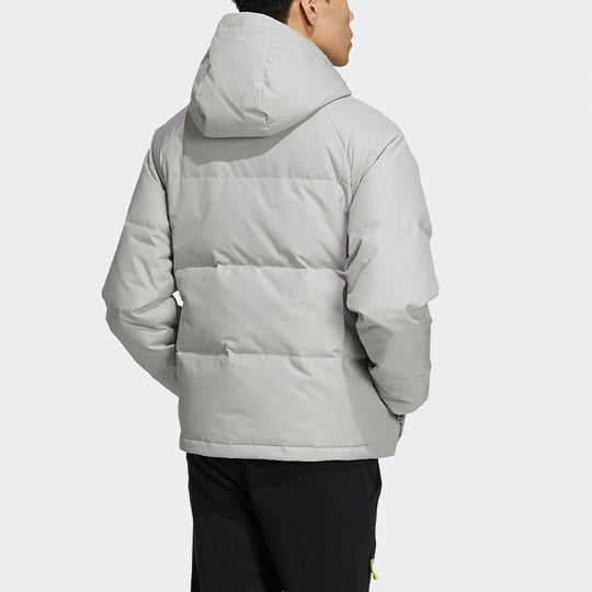 adidas neo M Down Jacket Sports hooded down Jacket Metallic Gray GP5918