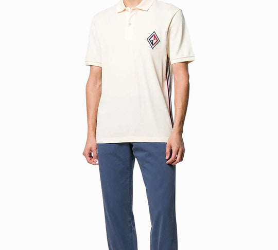 Men's GUCCI Embroidered Logo Short Sleeve polo White 564651-XJAYM-9247 T-shirts - KICKSCREW