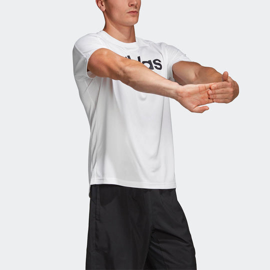 adidas Casual Sports Round Neck Training Short Sleeve White DU1234