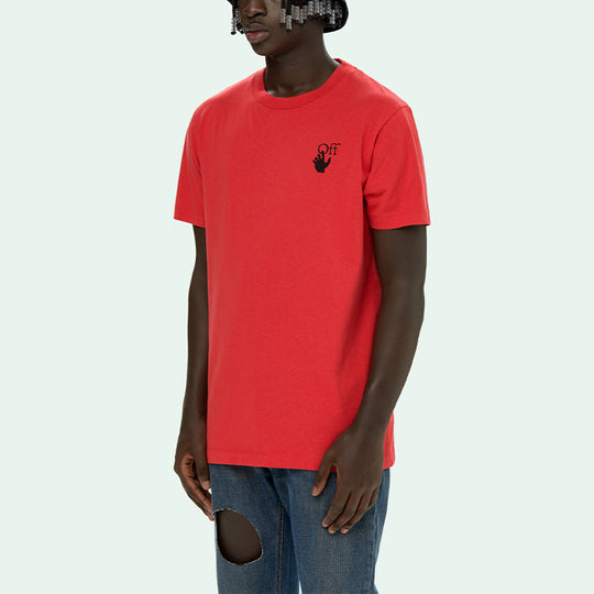 Men's OFF-WHITE SS21 Logo Printing Round Neck Short Sleeve Version Red OMAA027S21JER0052510 T-shirts - KICKSCREW