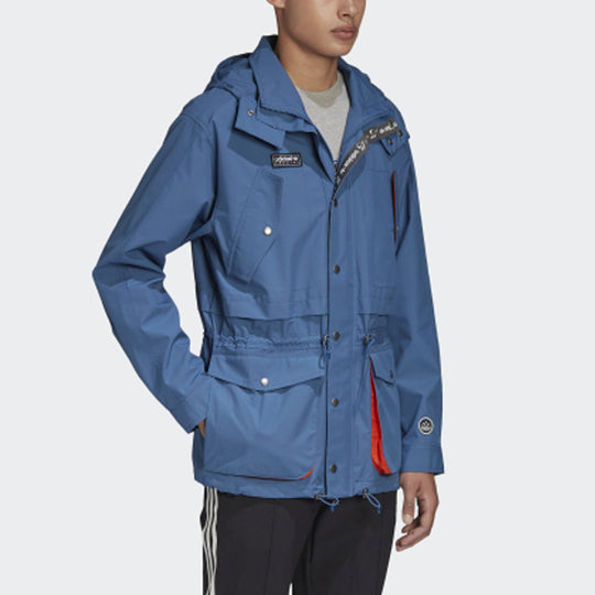 adidas originals Solid Color Athleisure Casual Sports Hooded Jacket Blue FR9280