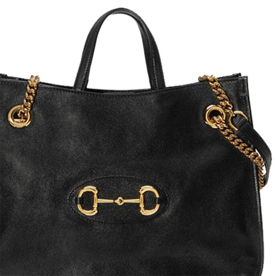 (WMNS) Gucci 1955 Button Tote hand Bag Single Shoulder Bag Middle Black 621144-1U10G-1000