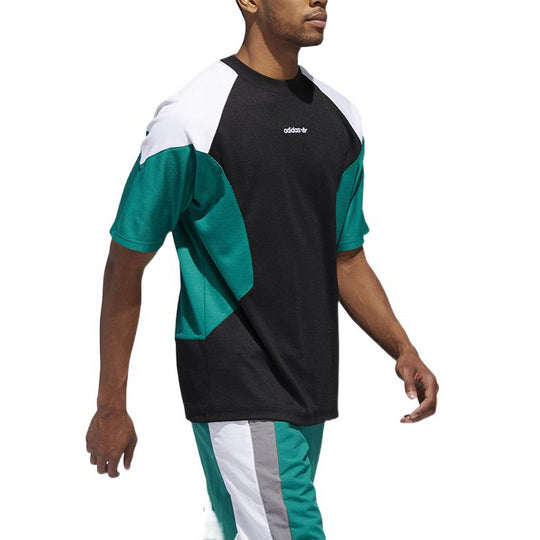 Men's adidas originals Colorblock Logo Casual Round Neck Short Sleeve Black T-Shirt DH5209