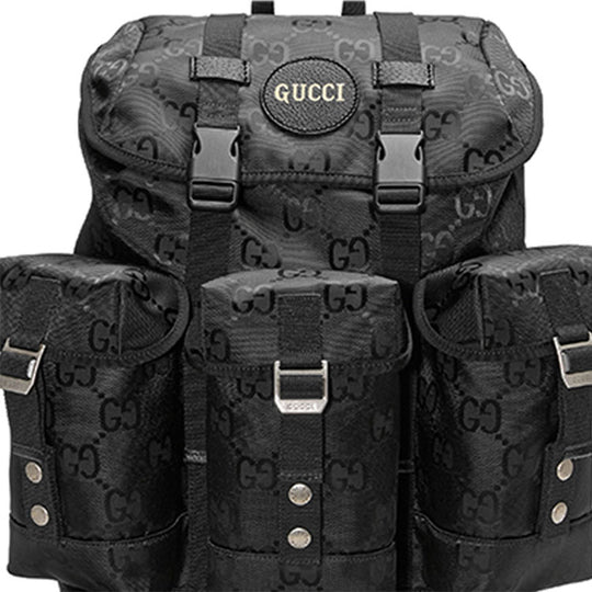 GUCCI Off The Grid OTG Environmental Friendly Series Logo Leather Logo Pocket Nylon Large Capacity schoolbag Backpack Black 626160-H9HFN-1000