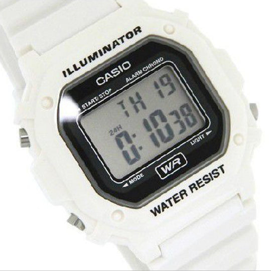 Casio Retro Stylish Digital Cube Watch 'Black White' W-215H-1AJH&-F-108WHC-7ACF