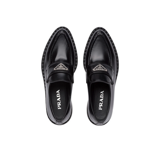 (WMNS) PRADA Chocolate Sharp loafers 'Black Brushed Leather' 1D673M-055-F0002-F-050