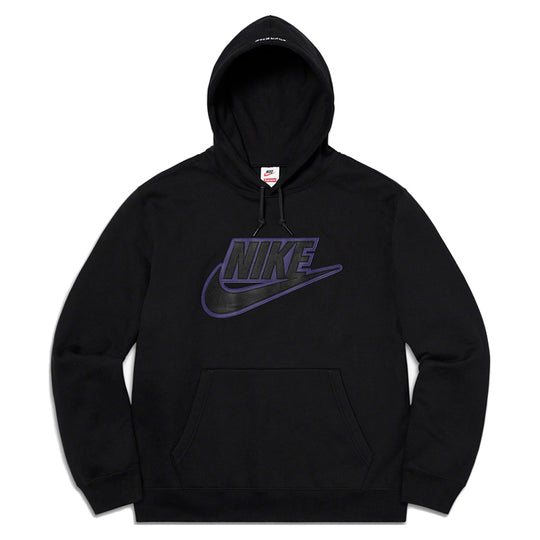 Supreme x Nike Leather Appliqu Hooded Sweatshirt Black 'Black